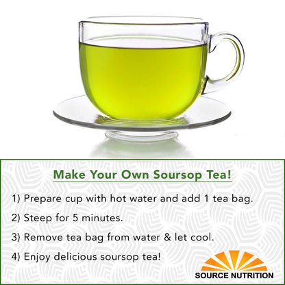 Soursop Leaf Herbal Tea Bags, 30 Count – All-Natural Dried Annona Muricata Leaves, Caffeine-Free Herbal Tea