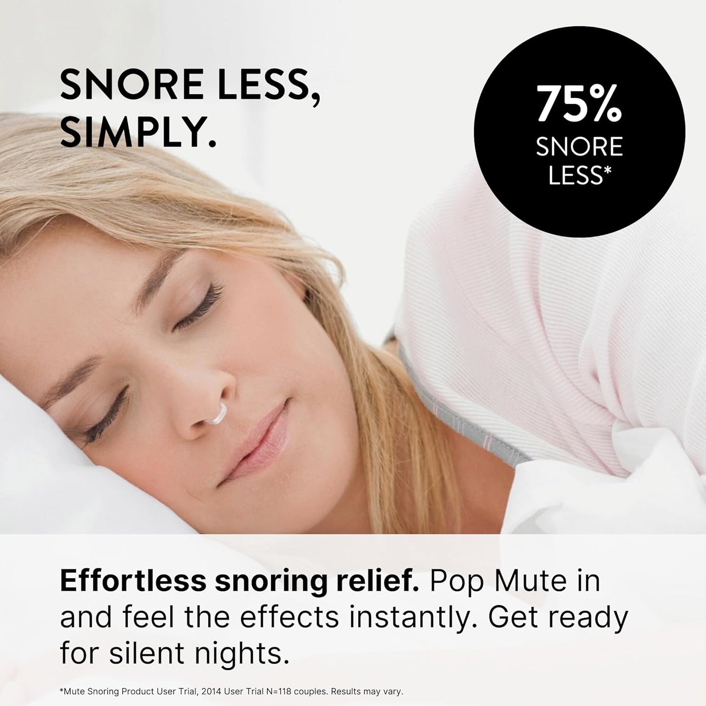 Mute Nasal Dilator Snoring Solution | Starter Pack 3 Sizes | Snore Less & Sleep Better | Nasal Strip Alternative | Comfortable Breathing Aids for Better Sleep & Improved Airflow