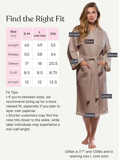 Turquaz Womens Lightweight Waffle Kimono Bathrobe for Men - Soft Quick-Dry Spa & Summer Towel Robe, Cotton Blend