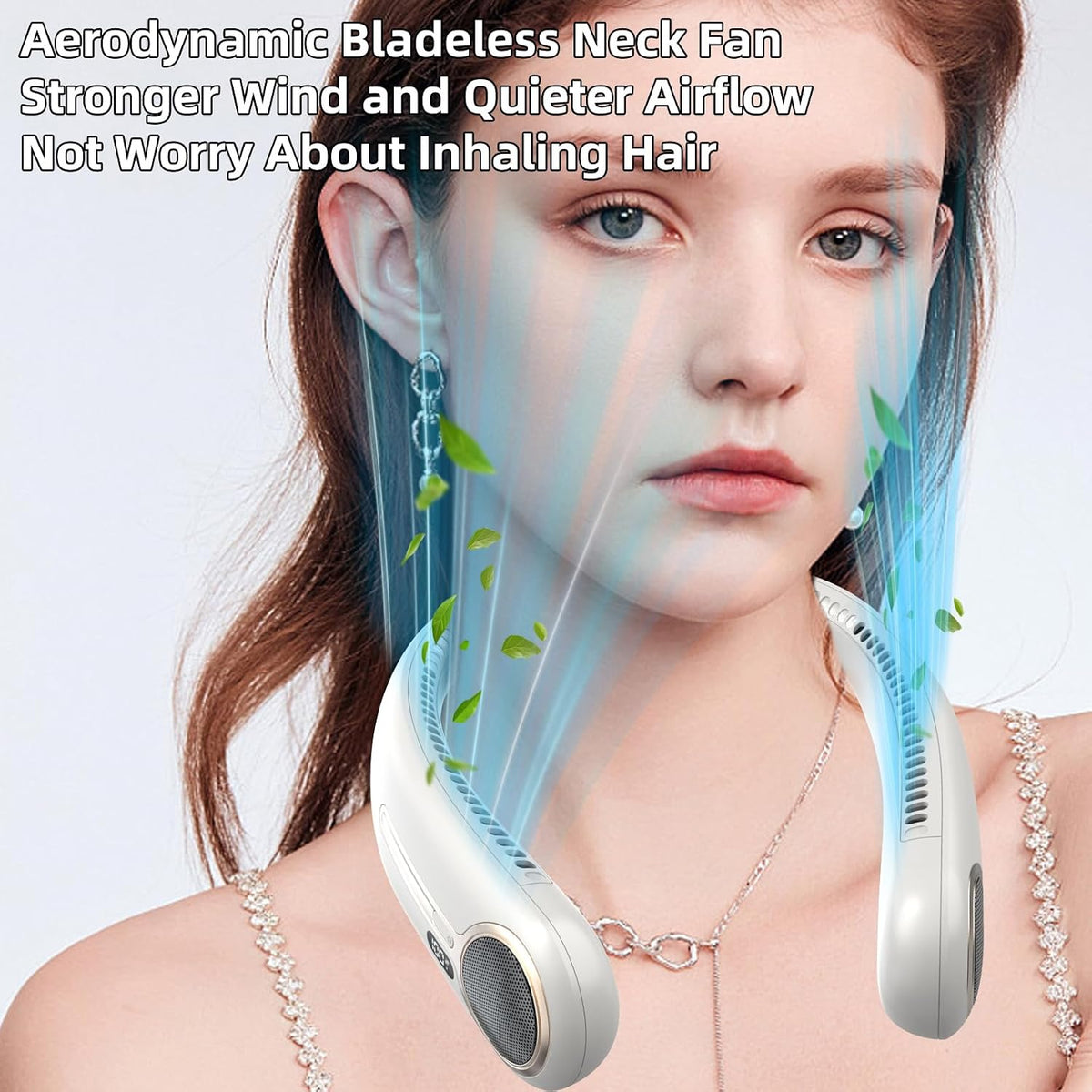 Portable Neck Fan, Personal Wearable Bladeless Fan, 6000mAh USB Rechargeable, 360° Airflow, LED Display, 4-Speeds, Hands Free Fan for Outdoor Indoor, Birthday Gifts for Men Women Dad Mom (Black)