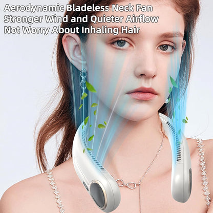 Portable Neck Fan, Personal Wearable Bladeless Fan, 6000mAh USB Rechargeable, 360° Airflow, LED Display, 4-Speeds, Hands Free Fan for Outdoor Indoor, Birthday Gifts for Men Women Dad Mom (Black)