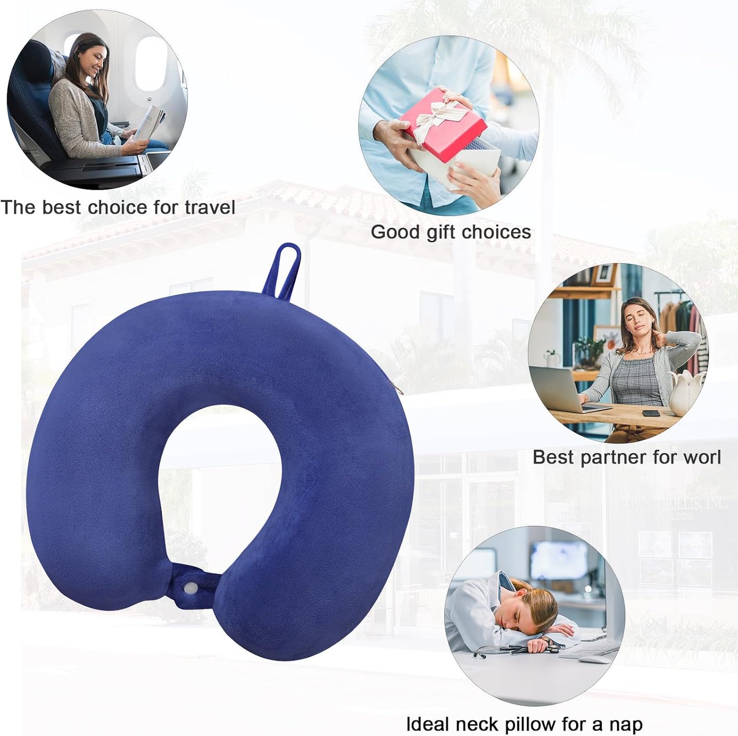 Neck Pillows for Sleeping Travel Pink Travel Pillow Comfortable U Shape Memory Foam Pillows Neck and Head Support Portable Travel Neck Pillow Suitable for Planes, Trains, Self-Driving Cars