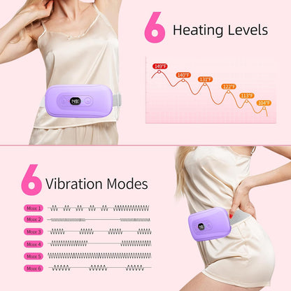 Portable Heating Pad: 2 Timer 6 Heat Levels 6 Vibration Modes Cordless Electric Heating Pad 3s Fast Heating Travel Heating Pad Gifts for Women Christmas Birthday Pink