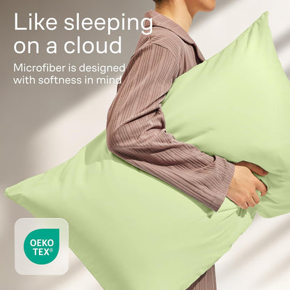 Ultra Soft Pillow Protectors with Zipper Standard Size - Set of 8 Breathable Pillow Covers - 100% Protection Against Stains, Dust & Dirt - Machine Washable (White)