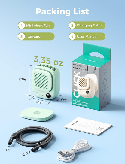 Aecooly Magnetic Clip On Fan, Mini Portable Neck Fan, Mighty Waist Fan