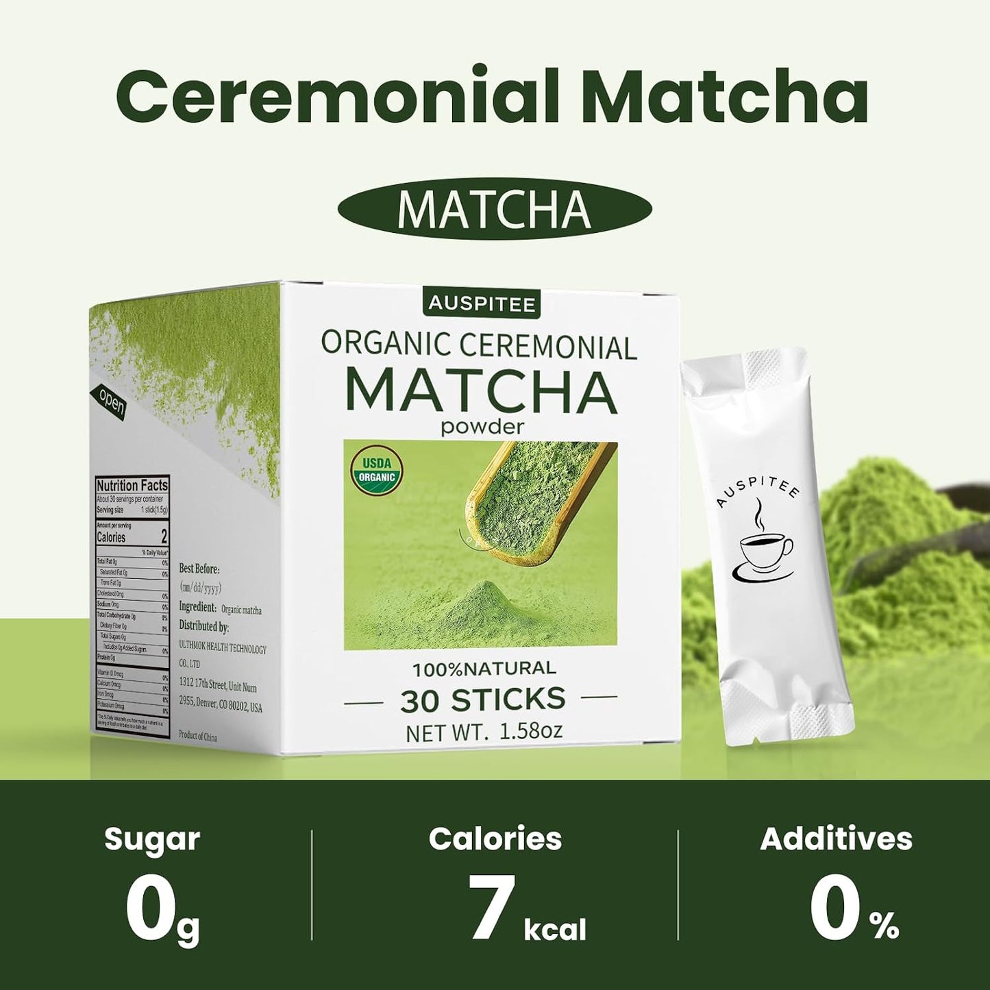 Matcha Latte Green Tea Powder Single Pack, Premium Barista Science Blend - Individual Matcha Bags (20)