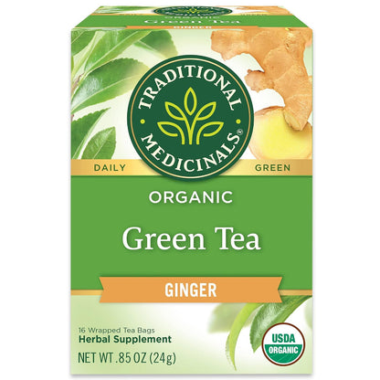 Traditional Medicinals Organic Green Tea Ginger, 16 Tea Bags