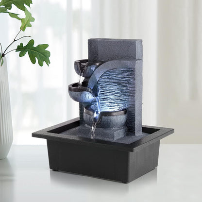 WICHEMI Indoor Fountain Tabletop Fountain Waterfall Fountains Stacked Rocks | Desktop Fountain With LED Light, Soothing Sound, Stress Relief, Humidifies Air, No Plumbing, Easy Setup, 11.8"X8.7"X5.9"