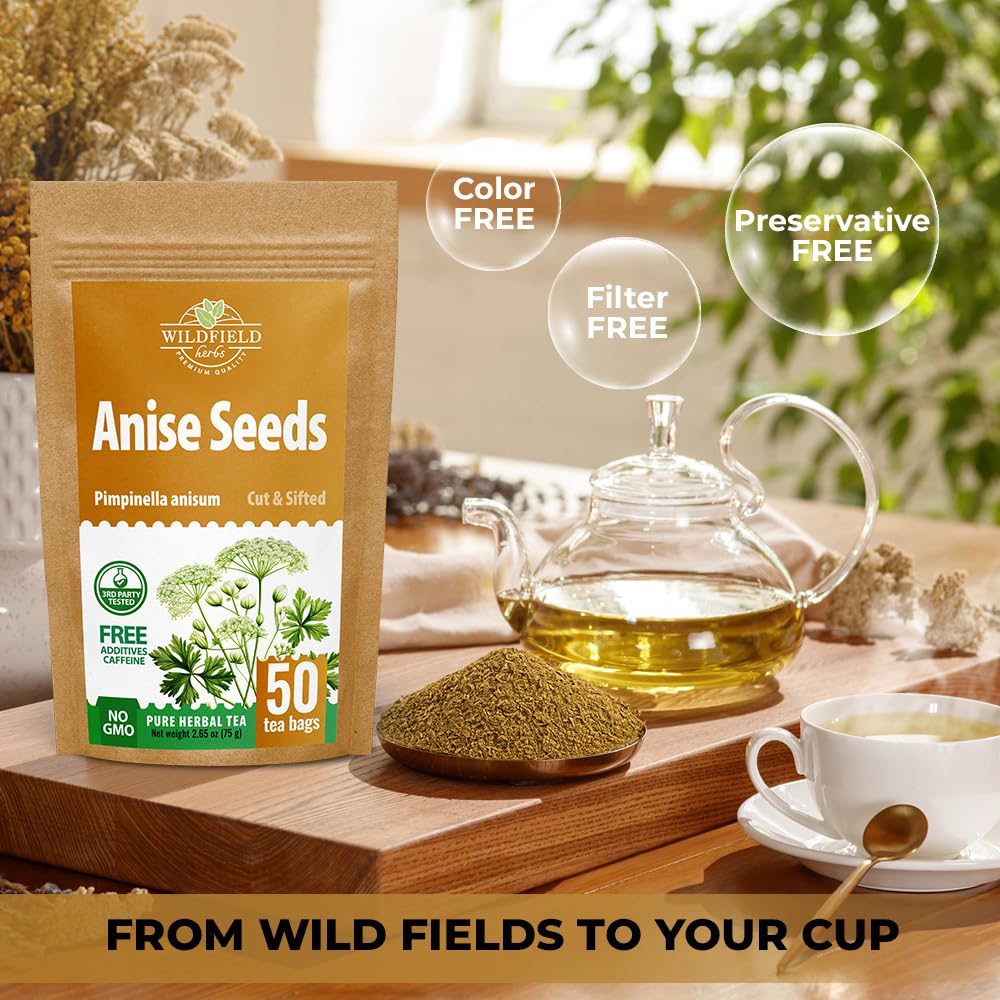 50 Bags Dried Anise Seeds Anaise Seeds Herb Tea (Pimpinella Anisum) - 50 Count 1,5 g Bags Anise Seed Herbal Tea Semilass De Anis