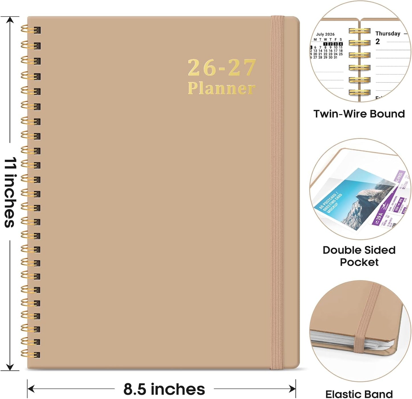Planner 2026-2027, 8.5" x 11" Weekly and Monthly Academic Year Planner Calendar, July 2026 - June 2027, Hardcover Large School Planning Agenda With Tabs, Perfect for School & Office Supplies, A4, Green
