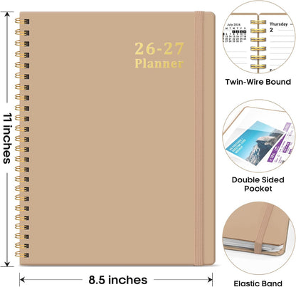 Planner 2026-2027, 8.5" x 11" Weekly and Monthly Academic Year Planner Calendar, July 2026 - June 2027, Hardcover Large School Planning Agenda With Tabs, Perfect for School & Office Supplies, A4, Green