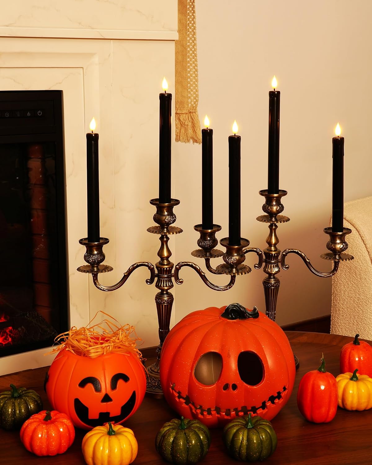 Homemory 6 Pack Flameless Taper Candles, No Remote, Realistic Flickering Battery Operated Candlesticks, Ivory LED Plastic Candle Safe for Weddings, Table Decor, Christmas, and Halloween