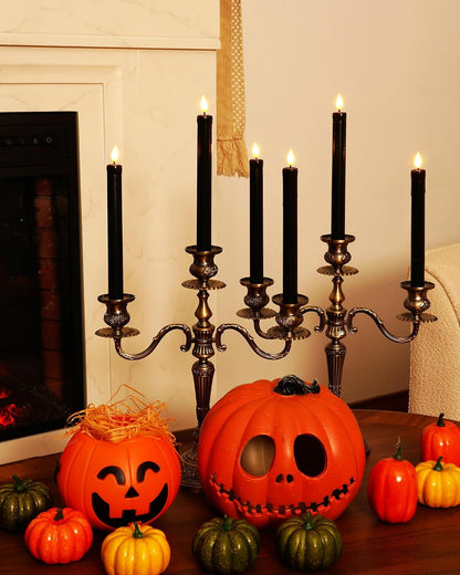 Homemory 6 Pack Flameless Taper Candles, No Remote, Realistic Flickering Battery Operated Candlesticks, Ivory LED Plastic Candle Safe for Weddings, Table Decor, Christmas, and Halloween