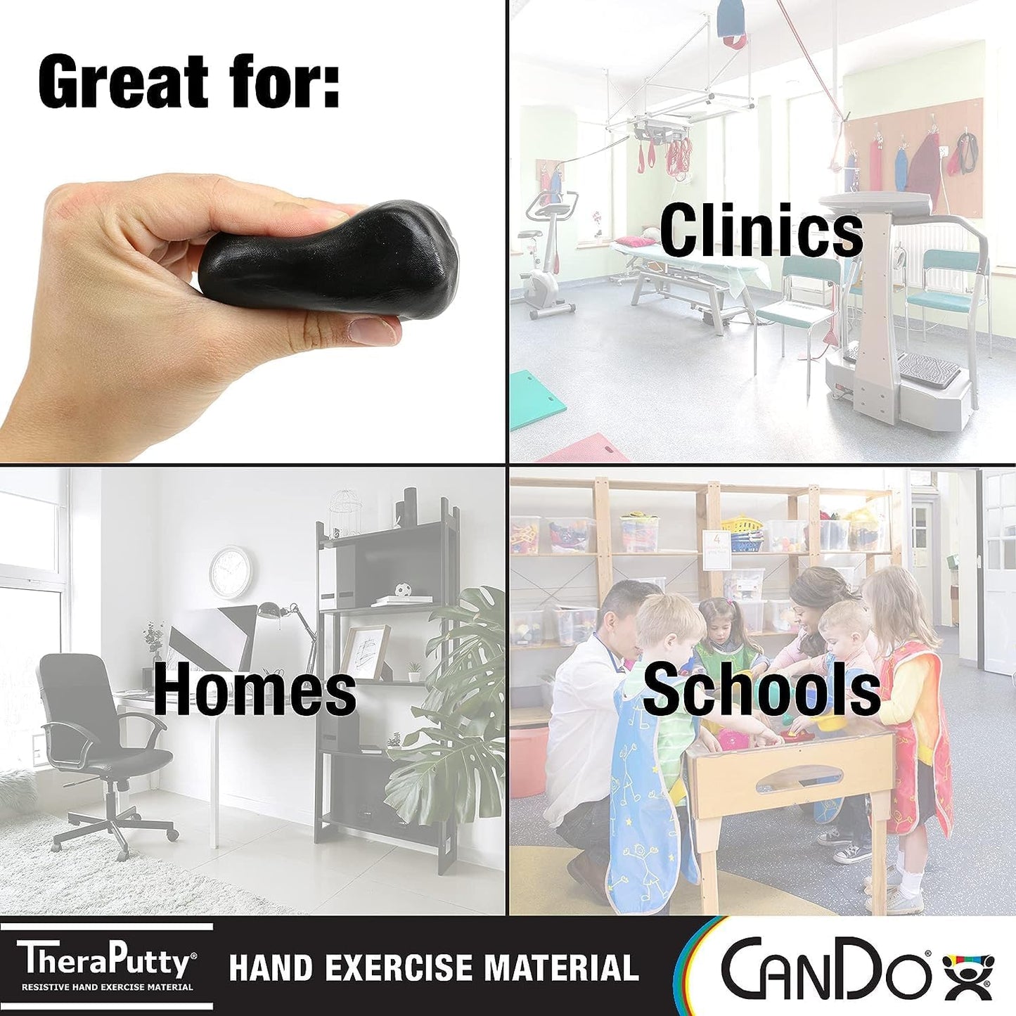 CanDo TheraPutty Standard Hand Exercise Putty For Rehabilitation, Exercises, Hand Therapy, and Occupational Therapy. Use To Strengthen Hand Muscles, Improve Fine Motor Skills, And Decrease Stress