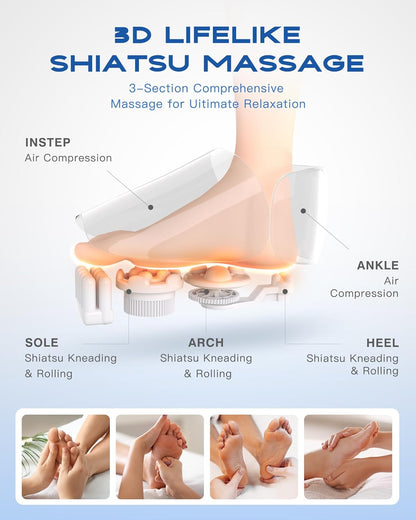 KINGJOY Foot Massager with Heat for Neuropathy, [2026 Upgraded], Deep Kneading Shiatsu Foot Massager for Plantar Fasciitis, Fits Up to Men Size 14, Ideal for Seniors and Family Daily Care