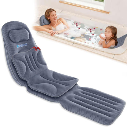 Luxury Full Body Bathtub Pillow 6D Air Mesh,Extra Long Bath Pillow for Tub Non Slip,Soft Relax Tub Pillow for Bath Head Neck Back Waist Support,Large Thick Spa Bathtub Cushion (Gray)
