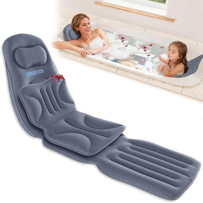 Luxury Full Body Bathtub Pillow 6D Air Mesh,Extra Long Bath Pillow for Tub Non Slip,Soft Relax Tub Pillow for Bath Head Neck Back Waist Support,Large Thick Spa Bathtub Cushion (Gray)
