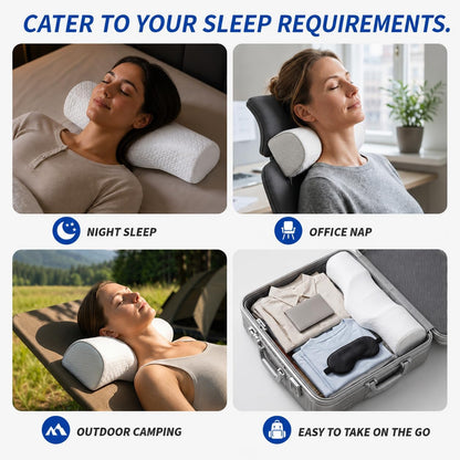 Cervical Neck Pillow, Memory Foam Neck Bolster for Sleeping, Washable Cover | polyester cover, slow rebound foam, magnet filling, raised dot texture, removable washable case, bed office chair travel