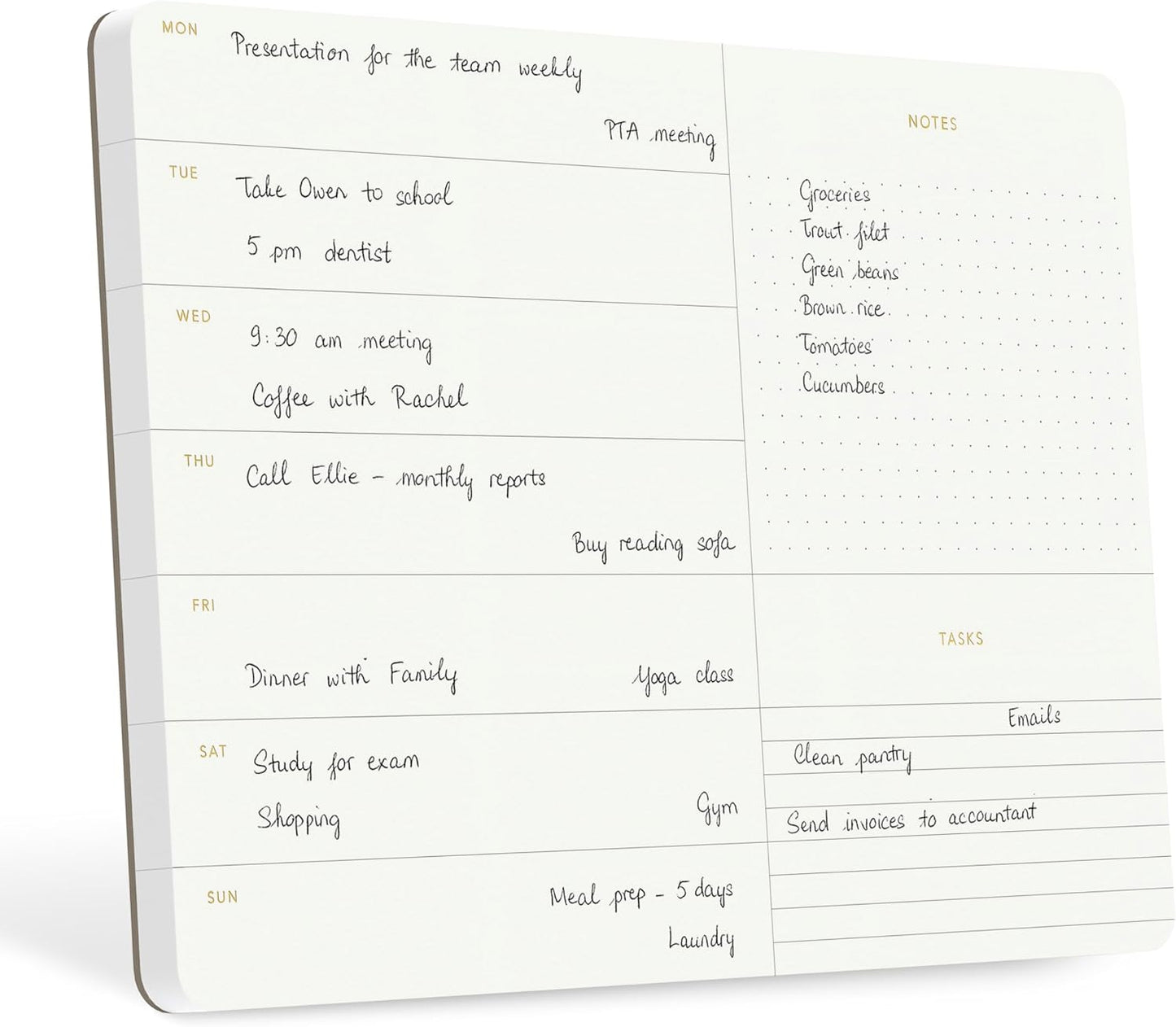 Pinesman - One Week - Elegant Undated Weekly Desk Planner, Gold Foiled, A4, Minimalist Weekly To Do List Notepad, Daily Schedule, Work Week Planner Pad, Eco-friendly, FSC™ Certified