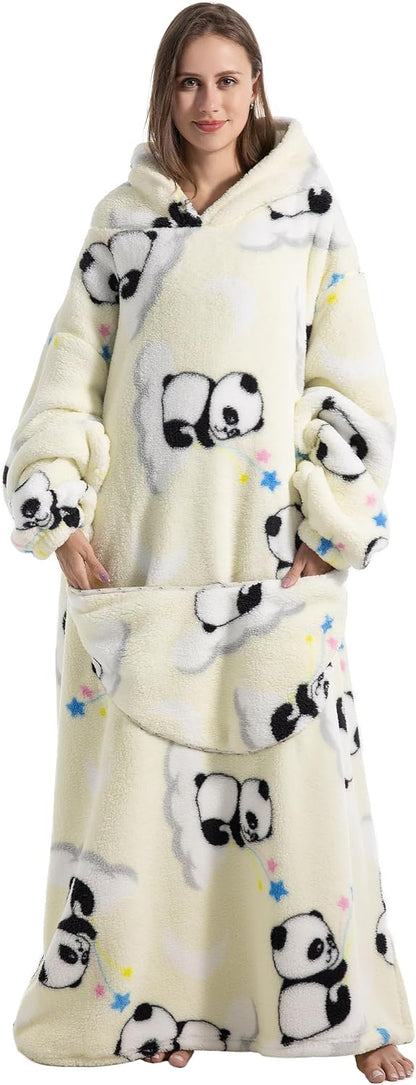 Capecage Blanket Hoodie, Long Hooded Blanket Sweatshirt as Birthday Gifts for Women Men, Long Wearable Blanket for Women Men.