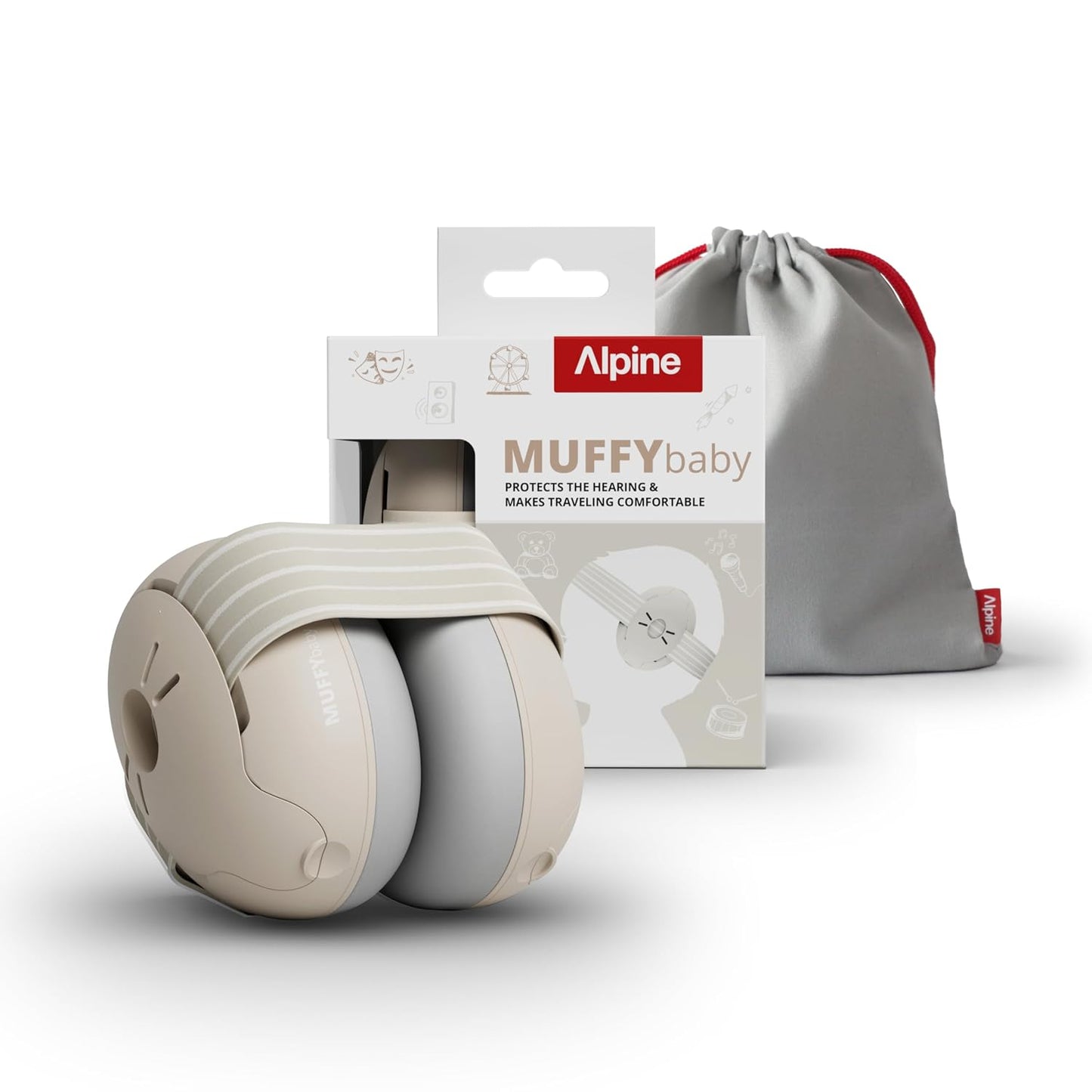 Alpine Muffy Baby Ear Protection for Babies and Toddlers up to 36 Months - CE & ANSI Certified - Noise Reduction Earmuffs - Comfortable Baby Headphones Against Hearing Damage & Improves Sleep - Blush