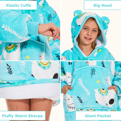 THREE POODLE Wearable Blanket Hoodie for Women, Oversized Sherpa Sweatshirt Blanket for Adults Men, Cozy Hooded Blankets, Gifts for Teen Girls Women Mom Sister