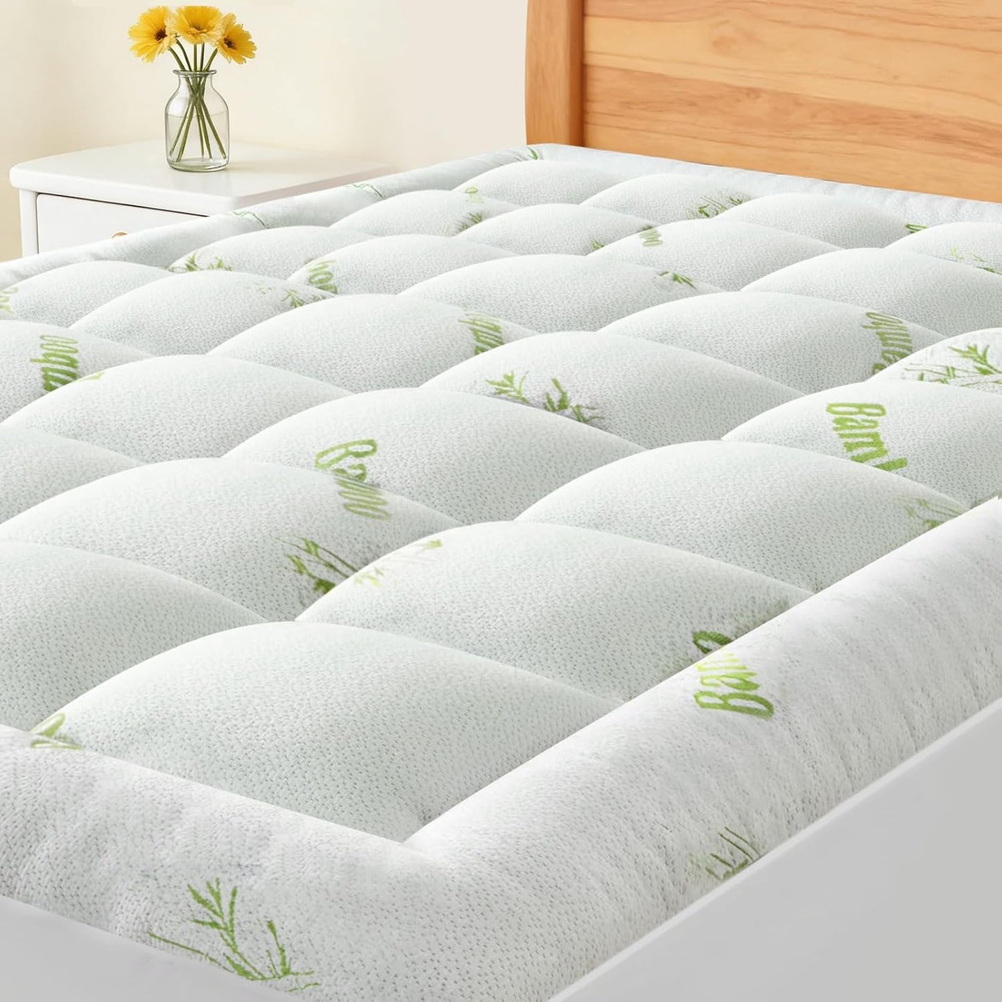 OLIXIS Twin Bamboo Viscose Mattress Topper, Cooling Breathable Bed Pad | OEKO-TEX Certified,Bamboo viscose ultra soft & cooling,Deep pockets fit 8-16" mattresses, Wick moisture for hot sleepers