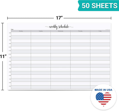 321Done Weekly Schedule Notepad, Jumbo 11x17, 50 Sheets, Monday Start