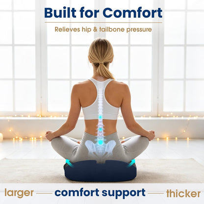 Ergonomic Seat Cushion for Office Chair, Memory Foam Coccyx Cushion for Tailbone Pain Relief, Non-Slip Washable Cover, Pressure Relief Chair Pad for Office, Car, Wheelchair & Home Black