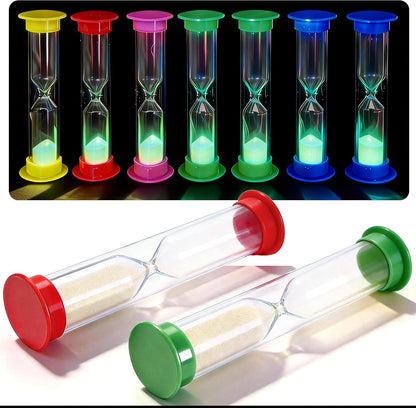 PROLOSO 6 Pcs Colorful Sand Timers Set Platic Sandglass Hourglass Sand Clock Timer 30sec/ 1min/ 2mins/ 3 Minutes/ 5 Minute/ 10mins for Kids Games Classroom Home Office Kitchen