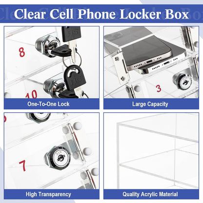 Layhit 20 Slots Cell Phone Locker Box for Classroom, Back to School, Clear