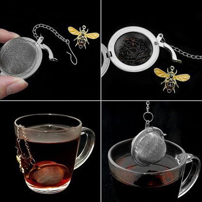 2PC Stainless Steel Mesh Tea Infuser,2.1 inch Tea Ball with Honey Bee
