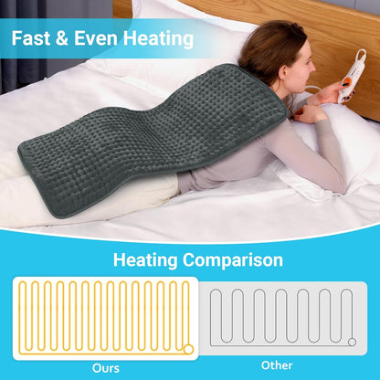 Boileau Electric Heating Pad for Back Pain and Period Cramps Relief, FSA Eligible17 x33 Extra Large XXXL, HSA 3 Heating Levels Heat Pad with 2-Hour Auto Shut Off, Gifts for Women and Mom, Blue