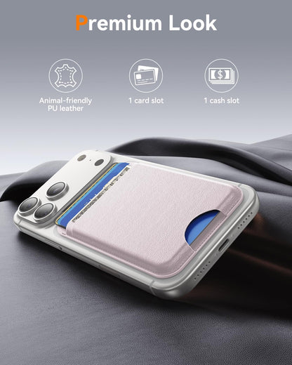 for MagSafe Wallet, Works with Apple Find My,4 Card Holder, Magnetic Phone Wallet for iPhone 18/17/16/15/14/13/12 Pro Max Air Plus Series, RFID Blocking Vegan Leather,Black