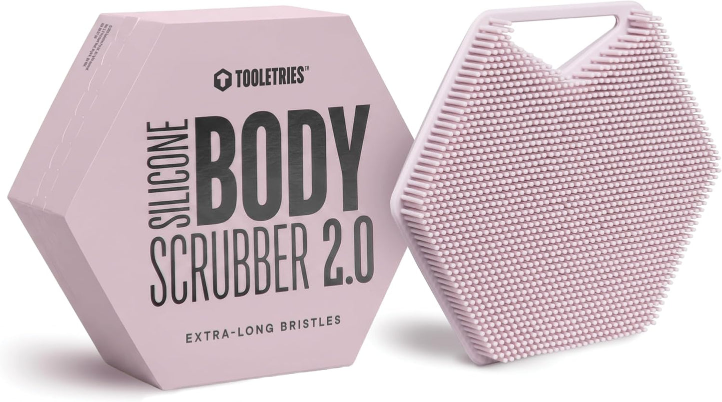 TOOLETRIES Premium Silicone Body Scrubber 2.0, Hygienic Loofah Alternative, Exfoliating Shower Scrubber for Sensitive Skin, Quick Drying & Long-Lasting Bathroom Essentials for Men & Women - Charcoal