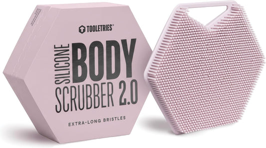 TOOLETRIES Premium Silicone Body Scrubber 2.0, Hygienic Loofah Alternative, Exfoliating Shower Scrubber for Sensitive Skin, Quick Drying & Long-Lasting Bathroom Essentials for Men & Women - Charcoal