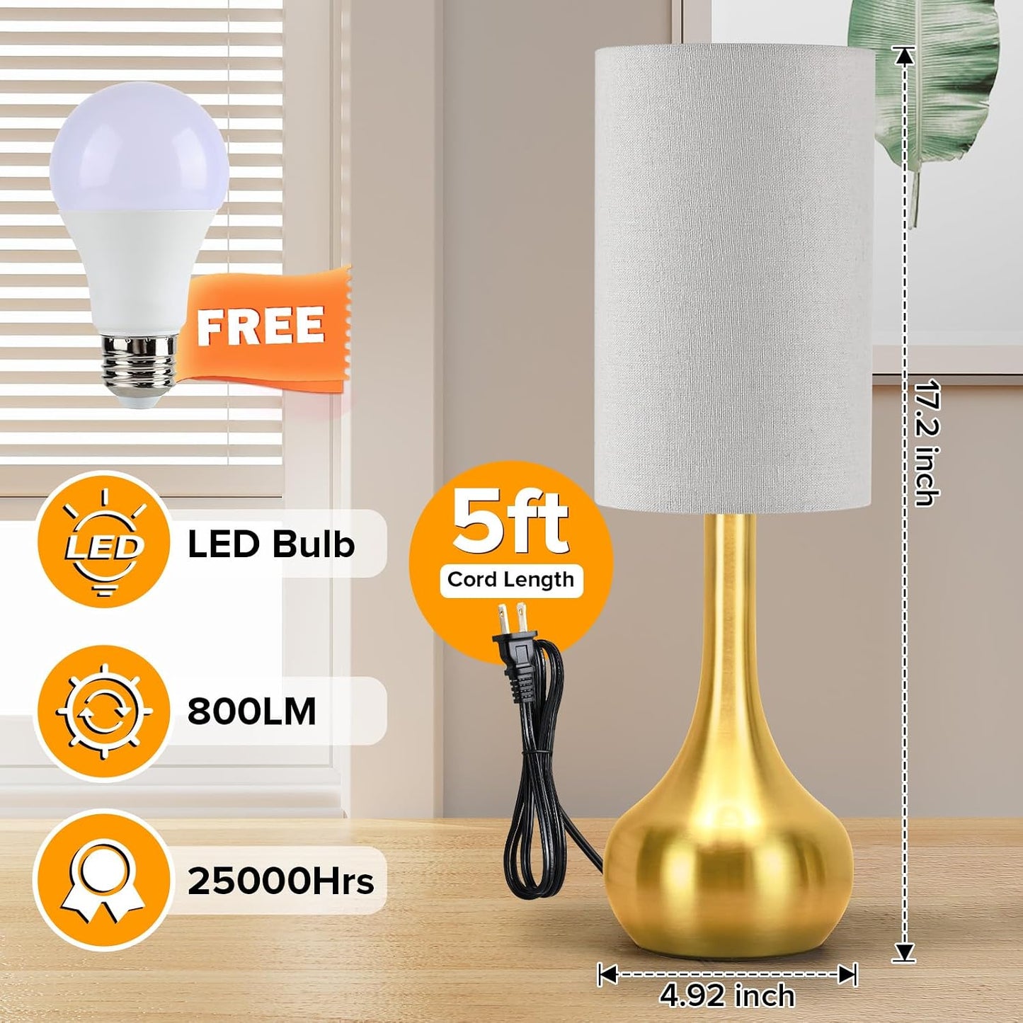 Touch Bedside Lamp for Nightstand,3-Way Dimmable,Space Saving & No Assembly Required, Upgraded Small Droplet Vintage Black Table Lamp for Bedroom, Living Room (2700K LED Bulb Included)