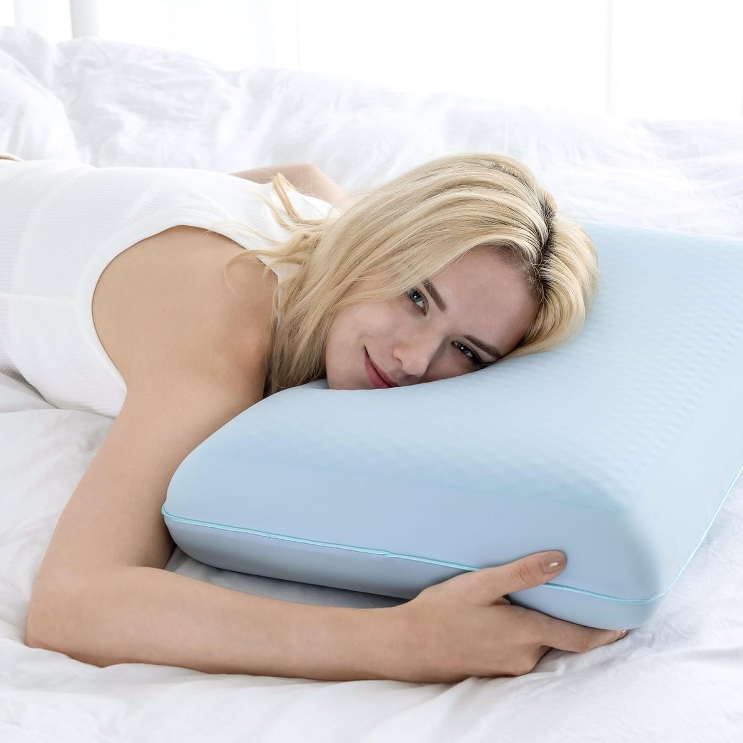 EGOHOME Cooling Gel Memory Foam Pillow - Reversible Cooling Cover, Neck Support for Side, Back and Stomach Sleepers, Removable & Machine Washable, All-Season Comfort, Standard Size, Purple