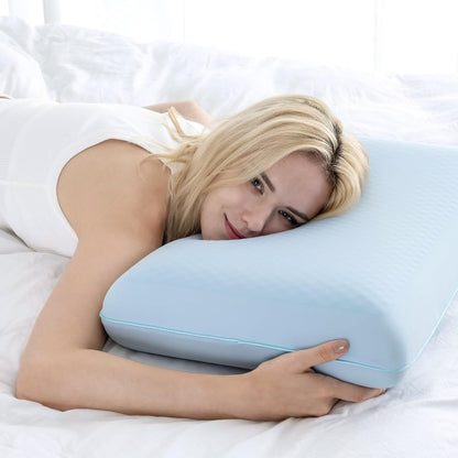 EGOHOME Cooling Gel Memory Foam Pillow - Reversible Cooling Cover, Neck Support for Side, Back and Stomach Sleepers, Removable & Machine Washable, All-Season Comfort, Standard Size, Purple