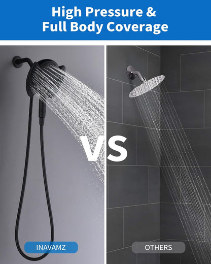 INAVAMZ Shower Head with Handheld High Pressure: Hand Held Shower Head & Rain Shower Head 2-IN-1 Shower Head with 59" Rotatable Stainless Steel Hose, Shower Trim Systems, Sliver 2.5 GPM 15391 Filter