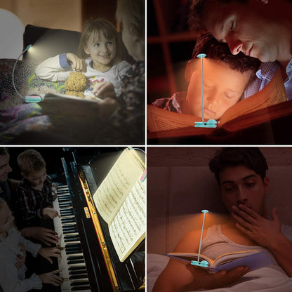 BIGMONAT Rechargeable Reading Light for Kids,Small Amber Book Light,Multi Colors Portable LED Reading Lamp with 361° Rotary Light Neck,Wireless Clip Reading Light for Books (White)