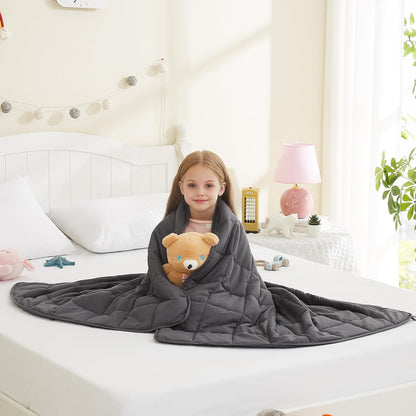 L'AGRATY Weighted Lap Pad 7lb: Small Weighted Blanket for Adults - Cooling Portable Travel Blanket for Relaxation Sleeping - Washable All-Season (29" x 24")