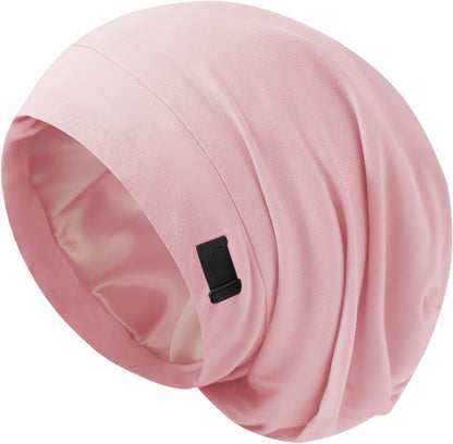 ZHENSILK Silk Bonnet for Sleeping Women, Adjustable Silky Satin Lined Sleep Cap, Silk Hair Wrap Slouch Beanie Hat