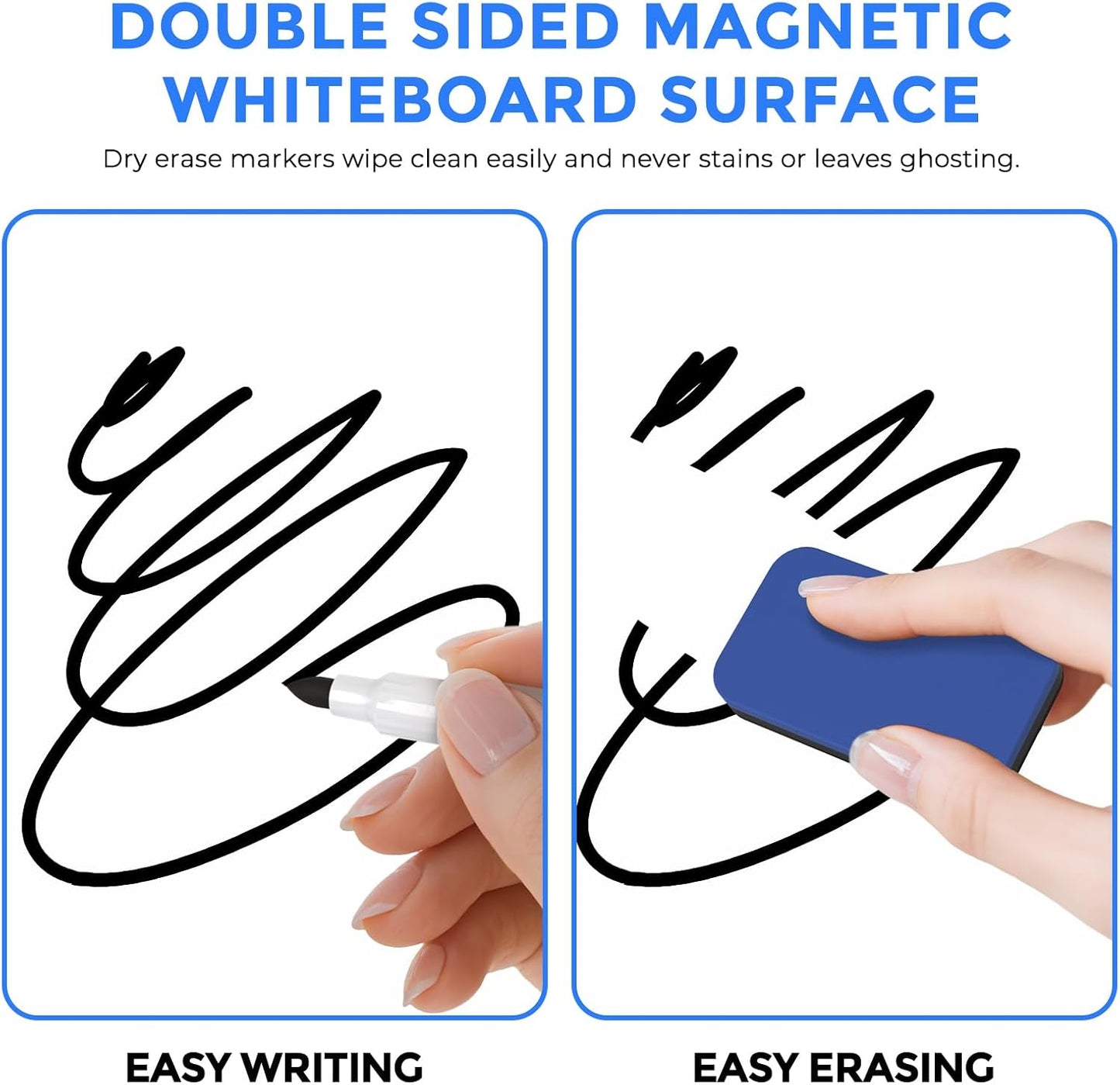 MaxGear Monthly Calendar Dry Erase Board for Wall, 16"x12", White Frame | Double-Sided, Hanging Small White Board, Portable Whiteboard for Planning, Drawing, Memo, to Do List, Home, Kitchen, Office
