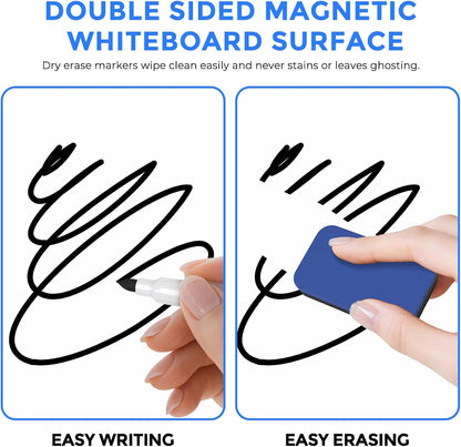 MaxGear Monthly Calendar Dry Erase Board for Wall, 16"x12", White Frame | Double-Sided, Hanging Small White Board, Portable Whiteboard for Planning, Drawing, Memo, to Do List, Home, Kitchen, Office