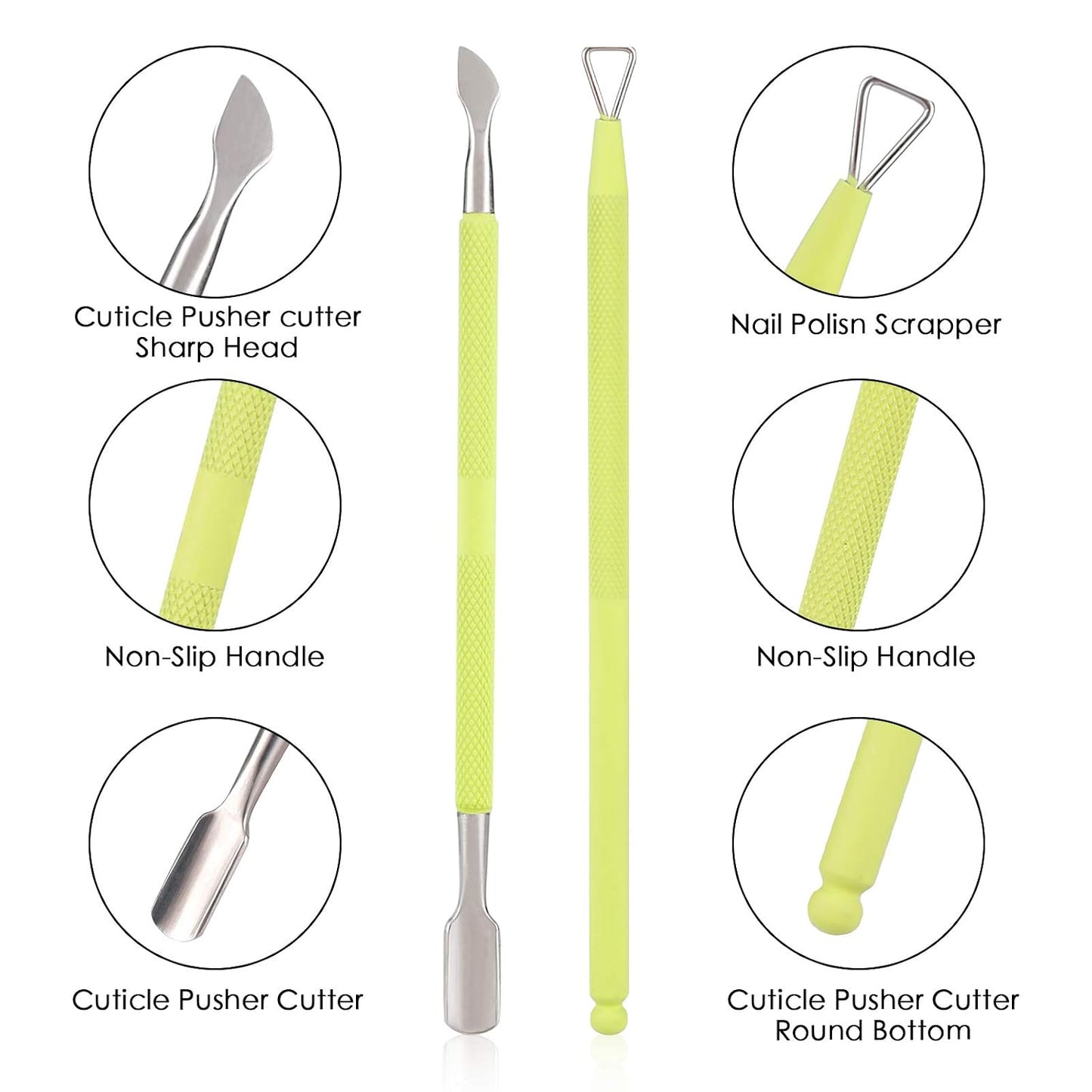 YINYIN Cuticle Trimmer with Cuticle Pusher and Cutter, Professional Stainless Steel Nippers, Cutter Clippers, Cuticle Remover, Pedicure Manicure Tools for Fingernails and Toenails, Sliver