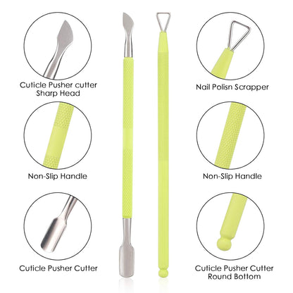 YINYIN Cuticle Trimmer with Cuticle Pusher and Cutter, Professional Stainless Steel Nippers, Cutter Clippers, Cuticle Remover, Pedicure Manicure Tools for Fingernails and Toenails, Sliver