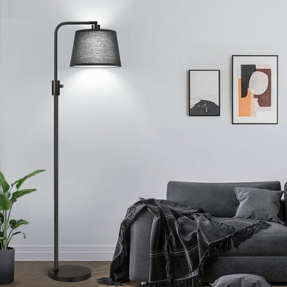 【Upgraded】 Dimmable Floor Lamp, 1000 Lumens LED Edison Bulb Included, Arc Floor Lamps for Living Room Modern Standing Lamp with Linen Shade, Tall Lamp for Bedroom Office Dining Room- Black