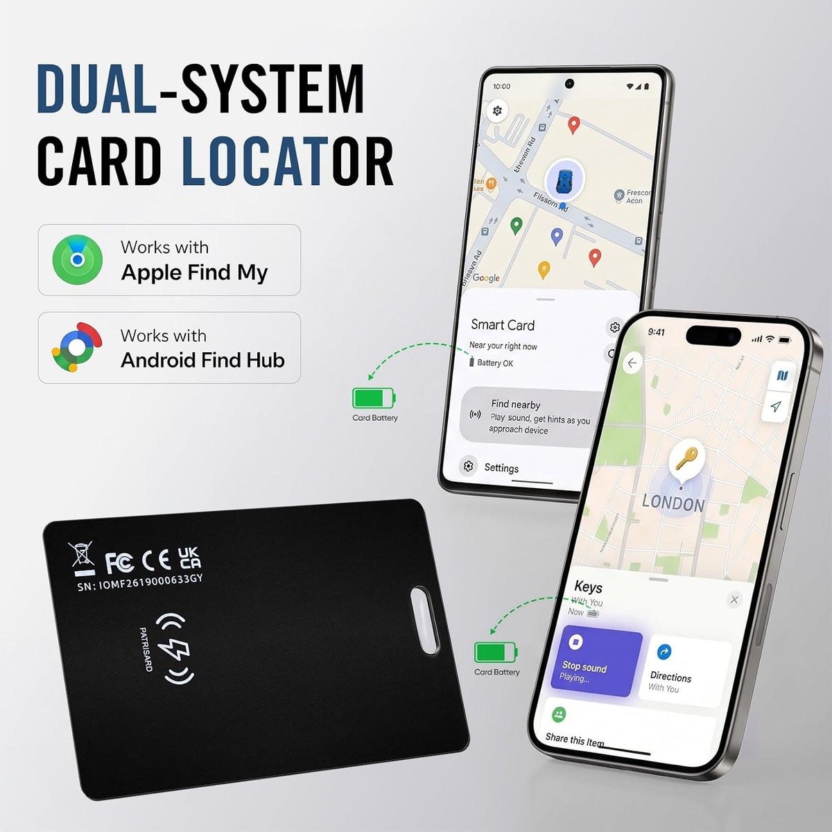Wallet Tracker Card iOS Android [Apple MFi Certified] Item Locator