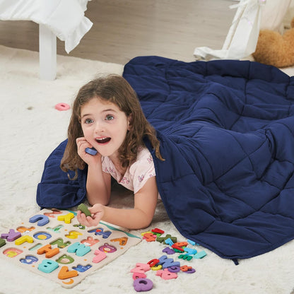 Weighted Lap Blanket for Adults 5lbs, 24"x29" Cooling Heavy Throw Blanket, Portable Travel Weighted Blankets, Soft Small Blankets Gift for Sleeping, Navy Blue